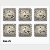 Weißes Goldmasquerade Maske Elegantes Ball Party Quadratischer Aufkleber (Blatt)