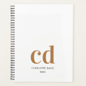 Weißes Goldmonogramm - Initialen modern 2026 Planer (Vorderseite)