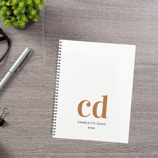 Weißes Goldmonogramm - Initialen modern 2026 Planer