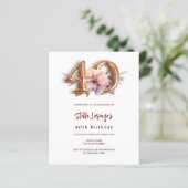 Weißes Goldpfirsichblütenbudget 40. Geburtstag (Stehend Vorderseite)