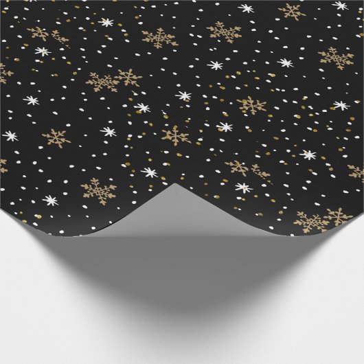 Weißes Goldschneeflocke-Weihnachten Geschenkpapier (Ecke)