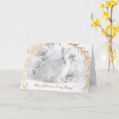 Weißes Goldweihnachtshonig-Häschen im Schnee Karte (Gelbe Blume)