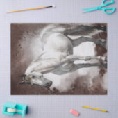 Weißes Graues Pferd Wasserfarbe Decoupage Seidenpapier (Basteln)