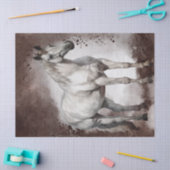 Weißes Graues Pferd Wasserfarbe Decoupage Seidenpapier (Basteln)