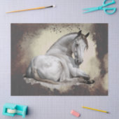 Weißes Graues Pferd Wasserfarbe Decoupage Seidenpapier (Basteln)