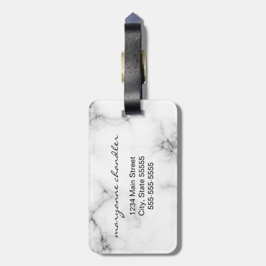 Weißes graues schwarzes Marmorierungskript-mit Gepäckanhänger (Rückseite vertikal)