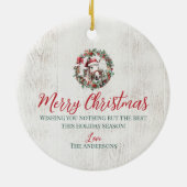 Weißes Graupferd Weihnachtsbaumholz Keramik Ornament (Hinten)