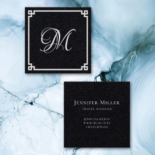 Weißes Griechisches Schlüssel-Kalligrafie-Monogram Quadratische Visitenkarte
