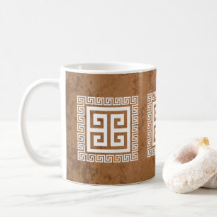 Weißes griechisches Schlüsselmuster Kaffeetasse