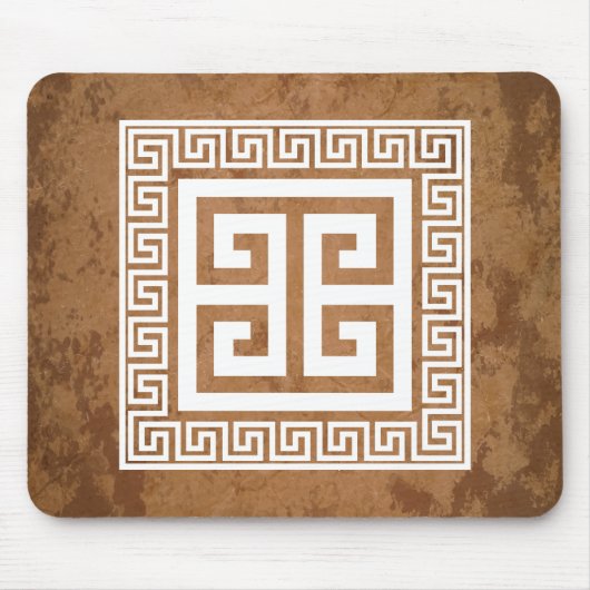 Weißes griechisches Schlüsselmuster Mousepad (Vorne)