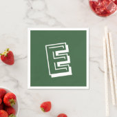 Weißes großes modernes Monogramm | Hunter Green Serviette (Beispiel)