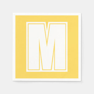 Weißes großes modernes Monogramm   Senf Yellow Serviette