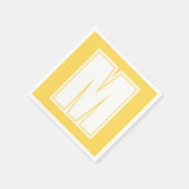 Weißes großes modernes Monogramm | Senf Yellow Serviette (Ecke)