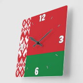 Weißes grünes Muster mit weißer Flagge Quadratische Wanduhr (Winkel)