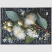 Weißes Gumnut und blaugrünes Blossoff Decoupage Seidenpapier (Vorderseite)