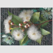 Weißes Gumnut und Magnolia-Blossom-Dekoupage Seidenpapier (Vorderseite)