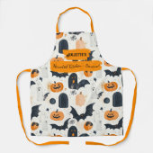 Weißes Halloween mit Gespenstern, Pumpkins und Fle Schürze (Vorderseite)