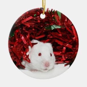 Weißes Hamster Weihnachten Keramikornament