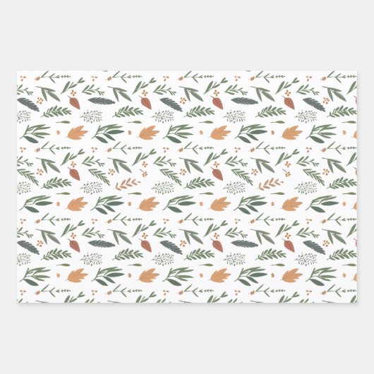 Weißes handGezeichnet Botanisches Geschenkpapier Set (Vorderseite 2)