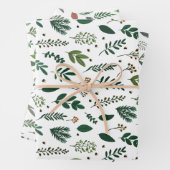 Weißes handGezeichnet Botanisches Geschenkpapier Set (Beispiel)