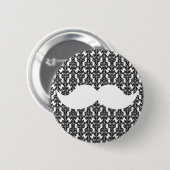 Weißes Handlebar Mustache auf schwarzem Damasepapi Button (Vorne & Hinten)
