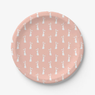 Weißes Häschen Frohe Ostern Mädchen Rosa Pastell F Pappteller