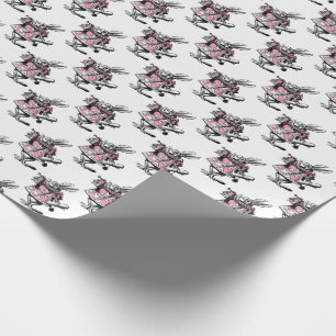 Weißes Hasen-Trompeter Alice Adv Wonderland Pink Geschenkpapier