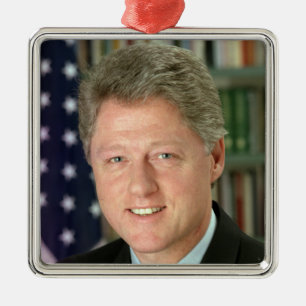Weißes Haus Foto von Präsident Bill Clinton Ornament Aus Metall