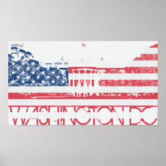 Weißes Haus - Washington D.C. - Flagge der Staaten Poster