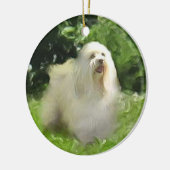 Weißes Havanese auf Porzellan Keramik Ornament (Links)