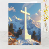 Weißes Heiliges Kreuz in majestätischen, schneebed Karte (Gelbe Blume)