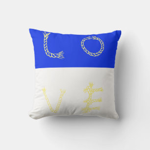 Weißes hellblaues Love-Kissen Kissenhülle Kissen