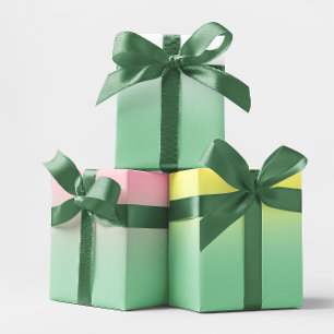 Weißes, hellgelbes Rosa und Minzgrün Ombre Mix Geschenkpapier Set