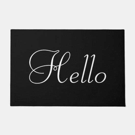 Weißes Hello auf Schwarz Fußmatte (Vorderseite)