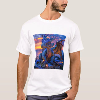 Weißes Hemd mit Majestic Dragon bedruckt T-Shirt