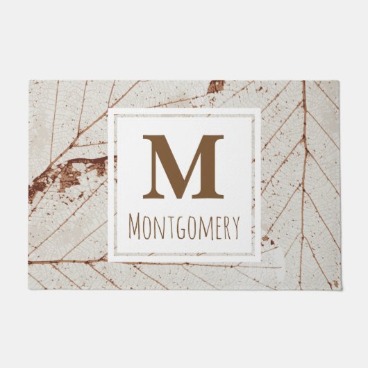 Weißes Herbst-Blätter - personalisiert Fußmatte (Vorderseite)