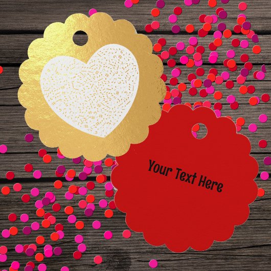 Weißes Herz auf Gold Verschiedene goldene Noten Geschenkanhänger