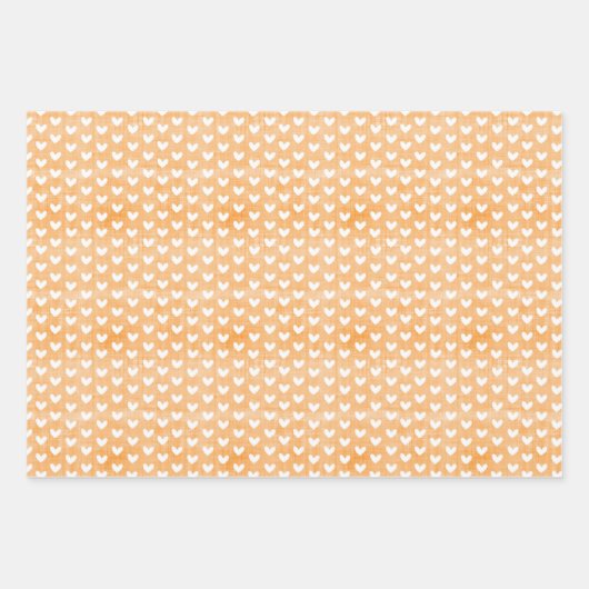 Weißes Herz auf leichter Orangenwein Geschenkpapier Set (Vorderseite)