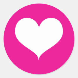 Weißes Herz auf rosa Hintergrund Runder Aufkleber