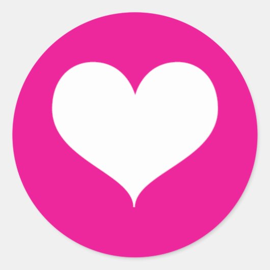 Weißes Herz auf rosa Hintergrund Runder Aufkleber (Vorderseite)