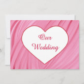 Weißes Herz auf rosafarbenen Mischungen Hochzeitsf Einladung (Vorderseite)