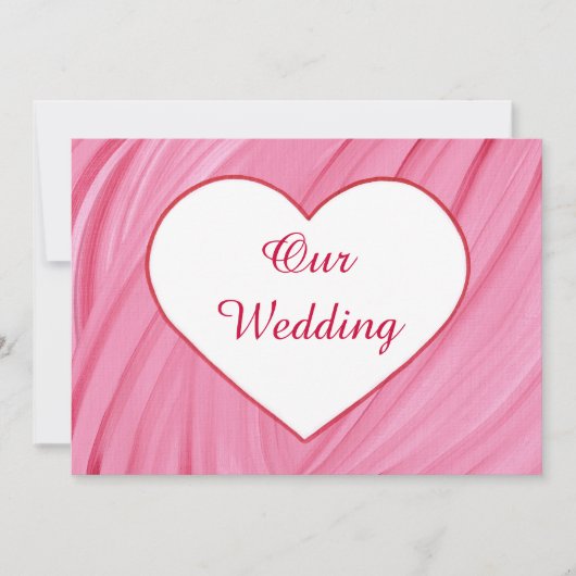 Weißes Herz auf rosafarbenen Mischungen Hochzeitsf Einladung (Vorderseite)