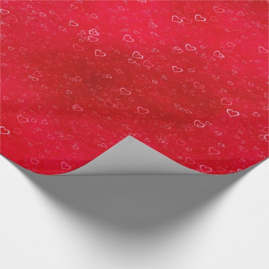 Weißes Herz auf Rot Geschenkpapier (Ecke)