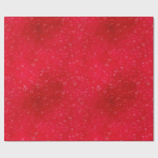 Weißes Herz auf Rot Geschenkpapier (Flach)