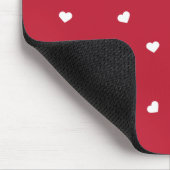 Weißes Herz auf Rot Mousepad (Ecke)