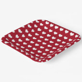 Weißes Herz auf Rot Pappteller (Gewinkelt)