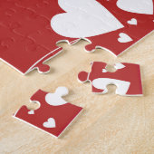 Weißes Herz auf Rot Puzzle (Seite)