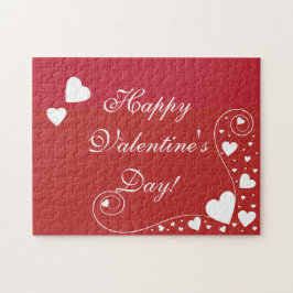 Weißes Herz auf Rot Puzzle