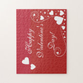 Weißes Herz auf Rot Puzzle (Vertikal)