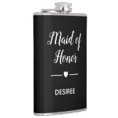 Weißes Herz auf schwarzer Trauzeugin Flachmann (Rechts)